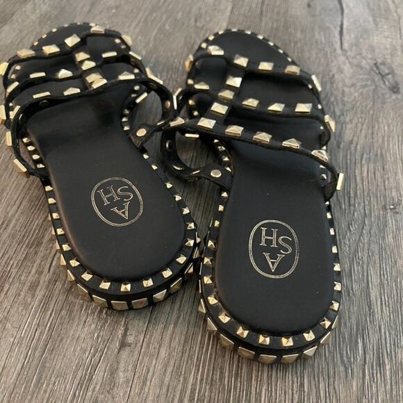 ASH Pop Black Studded Slide Sandals Size 6 (36) - Picture 4 of 7